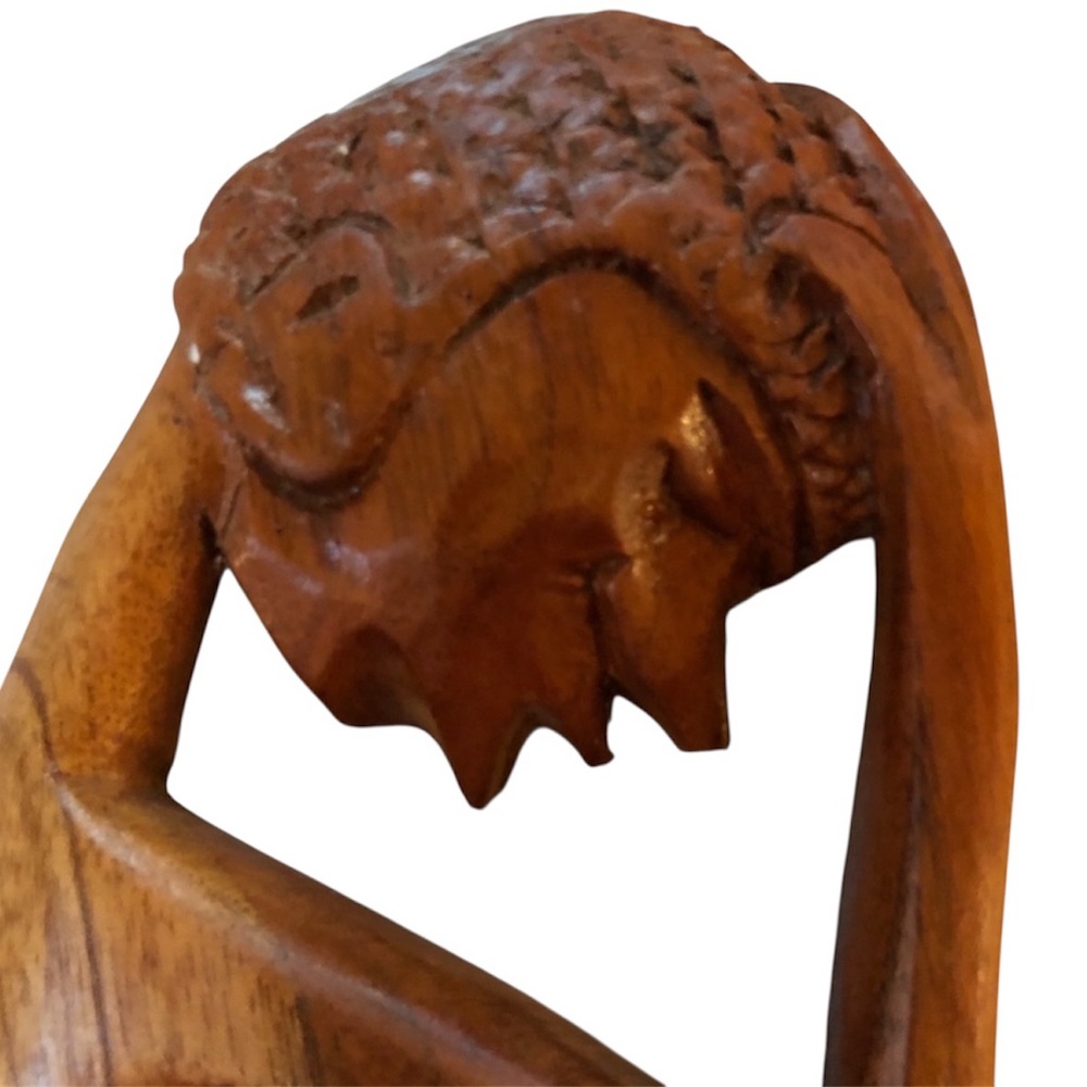 Hand Carved - Wooden Wall Art "Thinking Man" - Picture 2 of 5